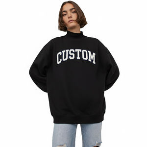High Quality Solid Color Customized OEM Oversized <b>Long</b> sleeve <b>Sweatshirt</b> Mock Neck <b>Sweatshirt</b> <b>For</b> <b>Women</b> - Product Image 4