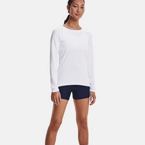 Pantalones cortos para correr de compresión de poliéster azul marino de cintura alta para mujer, pantalones cortos deportivos de talla grande más exigentes a la venta - Product Image 3