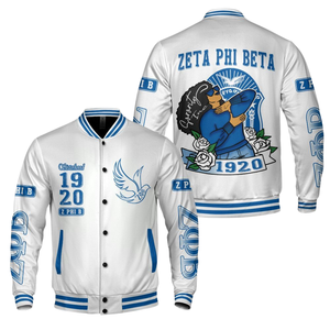 Zeta phi 1920แจ็กเก็ต zpb ฉบับแพทช์สีขาวสมาคมสมาคมสตรี - Product Image 3