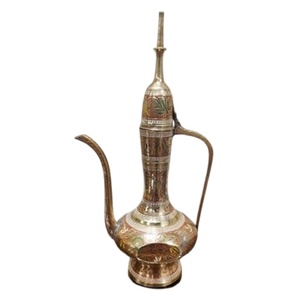 Aftaba en laiton de haute qualité avec gravure multicolore et finition polie pour l'eau potable, ustensiles de cuisine en laiton vintage - Product Image 1