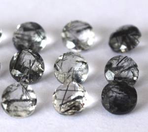 แร่ควอตซ์เจียระไนแบบรูไทล์สีดำธรรมชาติสีดำขนาด7มม. - Product Image 2