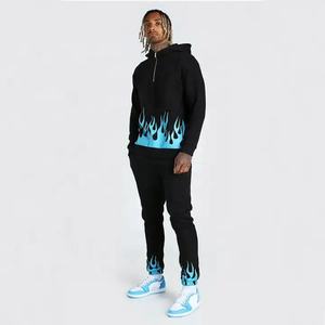 Ensemble personnalisé de pantalons de survêtement et de sweat à capuche à imprimé de flamme ensemble de survêtement pour hommes 2 deux pièces surdimensionné streetwear ensembles de survêtements de mode - Product Image 2