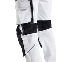 Pantalón de trabajo de algodón transpirable personalizado en color blanco, talla grande, con múltiples bolsillos tipo cargo.