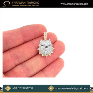 Collar de Joyería Fina de Oro Sólido de 10K de Moda, Estilo Hip Hop, Collar con Colgante de Perro Bulldog Pitbull Enojado con Espinas, Diamante Moissanite VVS - Product Image 2