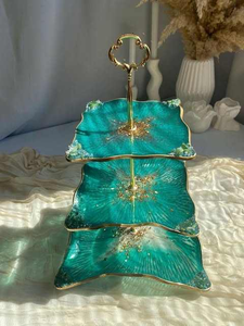 Plateau en résine époxy personnalisé, support à gâteau, plateau en résine fait à la main, plateau décoratif moderne pour cadeau de mariage, prix de gros en provenance d'Inde - Product Image 3