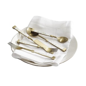 Flatware Set Available With Custom Logo Outstanding Quality Brass <b>Handle</b> With <b>MOP</b> Stainless Steel Cutlery Set and Serving Set - Product Image 1
