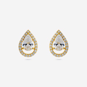 92.5 <b>Silver</b> <b>Stud</b> <b>Earrings</b> 188535 Bezel Setting Water Drop Pattern for Parties - Product Image 1