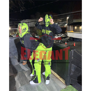 ชุดวอร์มปลายบานมีซิปสำหรับผู้ชายชุดวอร์มกางเกงสเวตเตอร์และมีฮู้ดสำหรับคาร์โก้ปักลายมีกระเป๋า - Product Image 6