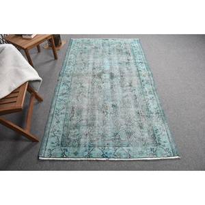 Tapis en laine turque bleu vintage 3.9ft X 6.8ft Flat Weave Patchwork Patchwork Patchwork Tapis de salon avec support en latex pour les décorations - Product Image 1