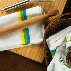 100% Cotton Herring Bone <b>Towel</b> Quick-Dry Sustainable Linen <b>Microfiber</b> in Turquoise for Home <b>Beach</b> Kitchen Child Restaurant - Product Image 1