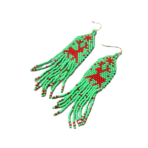 Pendientes de Navidad con cuentas de semillas bordadas a la moda para niñas y mujeres, pendientes de Navidad con cuentas de diseño multicolor - Product Image 4