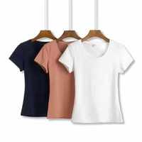 Logo personnalisé haute qualité 100% coton Slim Fit T-shirt vêtements femmes T-shirt uni pour femmes Crop Tops T-shirts pour femmes MS-TS-216
