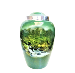 โกศโลหะสำหรับผู้ใหญ่ รุ่น Mountain Stream สวยงาม เหมาะสำหรับคนรักธรรมชาติ ผู้ใหญ่ ชาย หญิง ขนาดใหญ่ สำหรับใส่เถ้ากระดูกหลังเผาศพ - Product Image 1