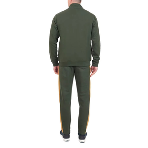 Conjunto de chándal verde para hombre, chaqueta con cremallera de dos piezas con logotipo personalizado y pantalones para correr, ropa deportiva a rayas, traje de gimnasio al por mayor OEM ODM - Product Image 2