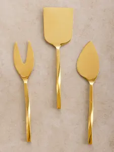 Gold Finishing Stainless Steel Cheese Knife <b>Set</b> For Hotels & Events, Modern Designer Cheese Serving <b>Cutlery</b> for Home Decor - Product Image 2