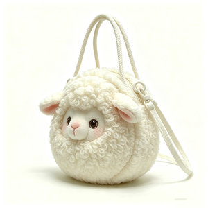 Mochila de peluche de cordero suave y adorable, color crema, blanca, peluda, para niños, unisex, de 31 cm a 50 cm - Product Image 1