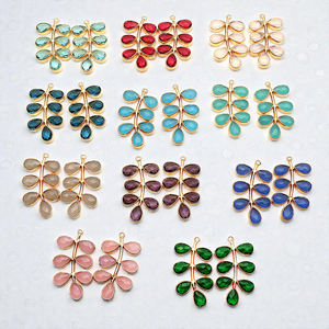 Dije de Hoja de Cuarzo Verde Esmeralda de 4x6 mm - Plata 925, Gema en Forma de Pera, Componente para Pendientes DIY - Product Image 2