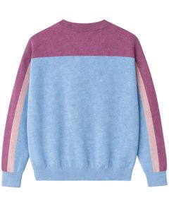 Pull en laine à col rond pour homme, couleurs rose, violet, bleu, bloc de couleurs, manches longues, pull décontracté d'hiver, tricot doux et chaud - Product Image 2