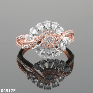 Anillo de diamante de laboratorio de cóctel Floral de 0,50 quilates, chapado en oro rosa de 14K/18K para fiesta de mujer de moda de corte brillante certificado - Product Image 6