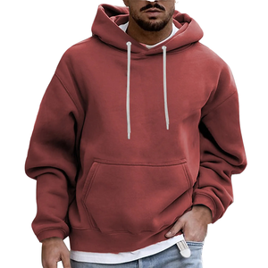 Sudadera cálida de lana con capucha de invierno para hombre de Color sólido, ropa de calle de moda, sudadera informal de ajuste Regular transpirable con capucha - Product Image 3