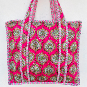 Wholesale Custom Hand Block Printed Cotton <b>Tote</b> <b>Bag</b> Eco-Friendly Reusable <b>Summer</b>/Winter Fashion Vintage Zipper Closure OEM Logo - Product Image 1