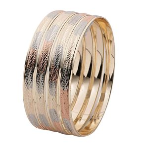 Brazaletes de latón chapados en 3 tonos al por mayor, brazaletes de 3 tonos, brazaletes multitono, brazaletes de joyería de moda, juego de brazalete tricolor - Product Image 1
