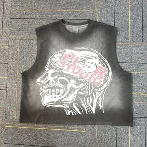 Trending <b>Men's</b> Custom Acid Washed Sleeve less Boxy Fit Tank Vintage DTG Print Oversized <b>Cropped</b> 100% Cotton Streetwear <b>for</b> <b>Men</b> - Product Image 4