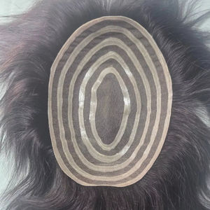 Peluca de Encaje PU para Hombre, Prótesis Capilar de Cabello Remy Indio con Ondas Naturales y Estilos Lacio Rizado, Peso 40-80g - Product Image 1