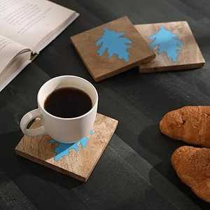 Sous-verres en résine époxy et bois de noyer avec incrustations artistiques pour tables à manger à prix disponible - Product Image 3