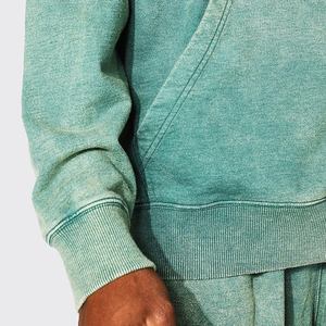 Sudadera con capucha con cremallera personalizada de temporada de invierno para hombre, técnica de soplo de cuentas de Color sólido, sudaderas con capucha holgadas de Material de poliéster/algodón - Product Image 3