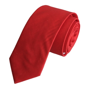 ผ้าป๊อปลินเน็กไทผ้าฝ้ายสีเรียบสีแดง - Product Image 2