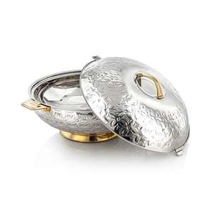 หม้อสแตนเลสแบบนูนพร้อมฐานสีทอง ภาชนะเก็บความร้อนพร้อมฝาปิด - Product Image 2