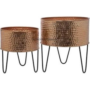 Jardinière en métal résistant enduit de poudre de couleur noire avec support de designer plaqué or d'Inde Taille et logo personnalisés disponibles - Product Image 6