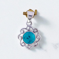 Pendentifs et breloques raffinés en argent sterling 925 avec pierres précieuses turquoises et pierres de lune anciennes, taille ronde, cadeau pour femme, vente en gros