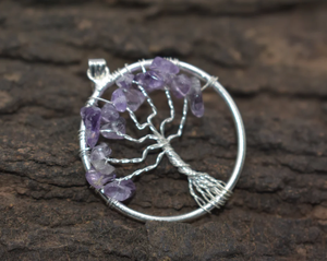 Pendentif arbre de vie en améthyste de qualité supérieure/vente en gros collier arbre de vie en améthyste violet en cristal pendentif spirituel de guérison - Product Image 3