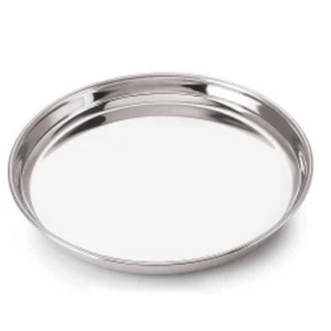 Stainless Steel Metal Food <b>Plates</b> Dinner Round Dish <b>Plate</b> Serving Tray for Daily Use Party Restaurant - Product Image 3