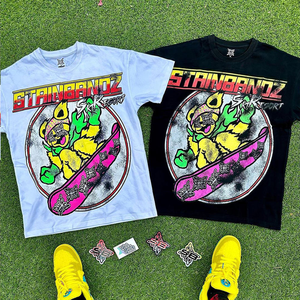 Camiseta Corta Personalizada 100% Algodón, Estilo Holgado, con Apliques Bordados, Hombros Caídos, Dobladillo sin Rematar, 100% Algodón - Product Image 1