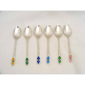 ชุดช้อนกาแฟสแตนเลสขัดเงาโลหะแกะสลักยาวด้ามจับนูนดีไซน์ซุปสลัด - Product Image 5