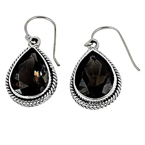 Boucles d'oreilles en argent 925 avec cristaux de quartz fumé, bijoux élégants en cristal pour femmes - Product Image 2