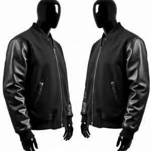 Logo personnalisé brodé coupe-vent hip-up baseball en cuir vintage mode sport surdimensionné streetwear veste universitaire - Product Image 4