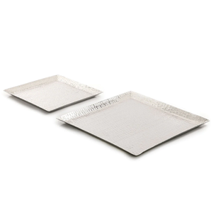Juego de dos bandejas cuadradas de metal de alta calidad, hechas de metal duradero, ideales para servir postres, café, té o incluso velas, - Product Image 3