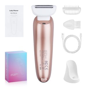 Rasoir électrique pour femmes 3-en-1, épilation sans douleur, utilisation humide et sèche, double lame, lumière LED pour le visage, les aisselles, les jambes, les zones du bikini - Product Image 1