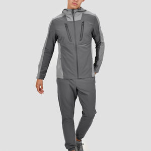 Veste softshell pour hommes en gros conception personnalisée polyester extensible dans les quatre sens couleur vert olive avec poche poitrine ensembles d'entraînement - Product Image 4