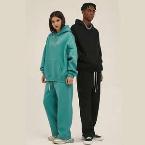 Sweats à capuche d'hiver doublés en polyester/coton Polaire épaisse Poids lourd Coupe régulière Logo imprimé personnalisé Sweats à capuche et sweat-shirts pour hommes - Product Image 2