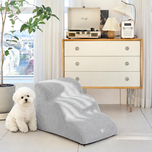 [AllmioPet] Escalier pour animaux de compagnie en tissu nuage à 3 marches, gris AMP 3 GR, marches confortables pour chiens et chats pour un accès facile aux meubles d'intérieur - Product Image 3