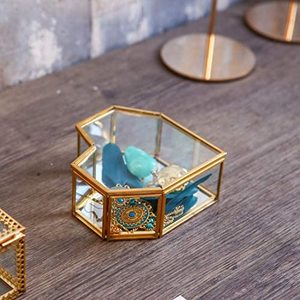 Designer Heart Shaped Jewelry <b>Box</b> Holder for Keeping Jewelry Safely Metal Iron & <b>Glass</b> Customizable Jewelry <b>Box</b> - Product Image 4