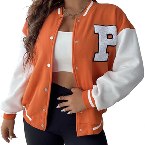 Vestes universitaires personnalisées pour femmes à la mode en extérieur Vestes universitaires personnalisées en laine et cuir brodées Logos de broderie Vestes universitaires pour femmes - Product Image 1