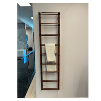 Porte-serviettes mural en métal au design moderne, finition laquée marron, 4 barres, support fixe pour serviettes de salle de bain, solutions de chauffage