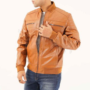 Chaqueta de bombardero de invierno teñida de tela ligera de piel de oveja auténtica de piel de vaca acolchada pesada de alta calidad para hombre, logotipo personalizado en relieve - Product Image 4