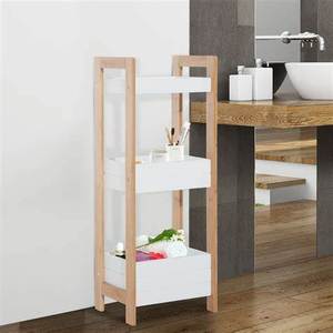 Innovador estante de escalera de madera maciza de 3 niveles Unisex, organizador de unidad de almacenamiento de baño abierto, marco de patrón de ahorro de espacio independiente - Product Image 3